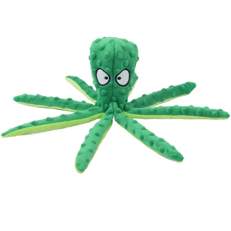 Dailypets Stuffless Plush Octopus Dog Toy with Squeaker & Crinkle Paper