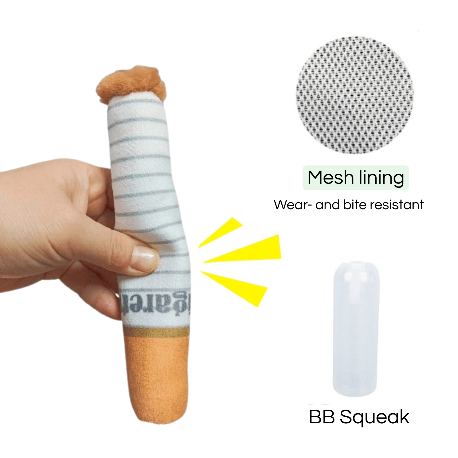 Dailypets Plush Cigar Dog Toy with Squeaker – 3 Pack Interactive Set