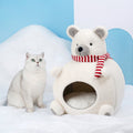 Dailypets Polar Bear Wool Cat Cave – Cozy Felt Hideaway for Indoor Cats