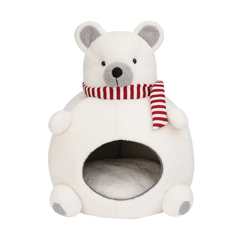 Dailypets Polar Bear Wool Cat Cave – Cozy Felt Hideaway for Indoor Cats