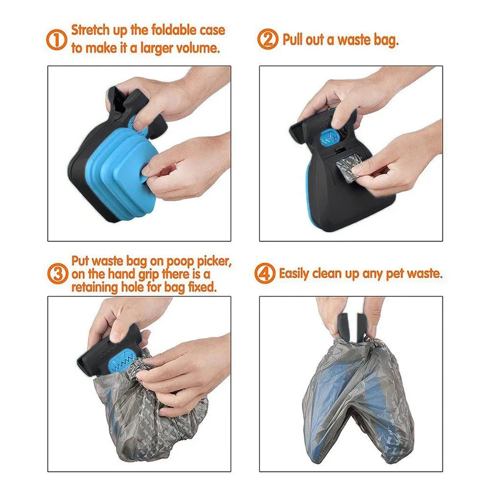 Dailypets Foldable Pet Waste Scooper with Biodegradable Waste Bags for Easy Cleanups