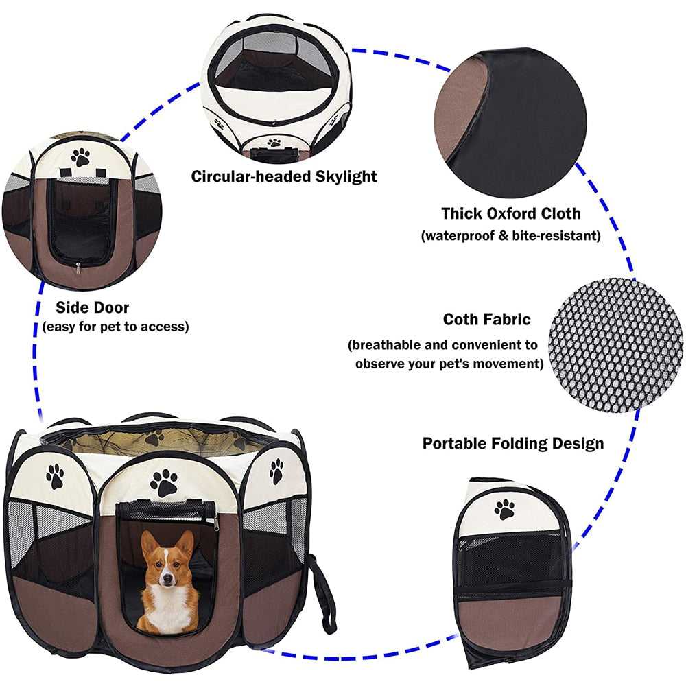 Dailypets Pop-Up Pet Playpen – Portable Mesh Exercise Pen