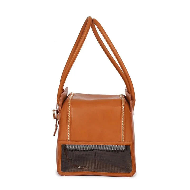 Dailypets Designer Cat Carrier, Spacious PU Leather Pet Travel Bag