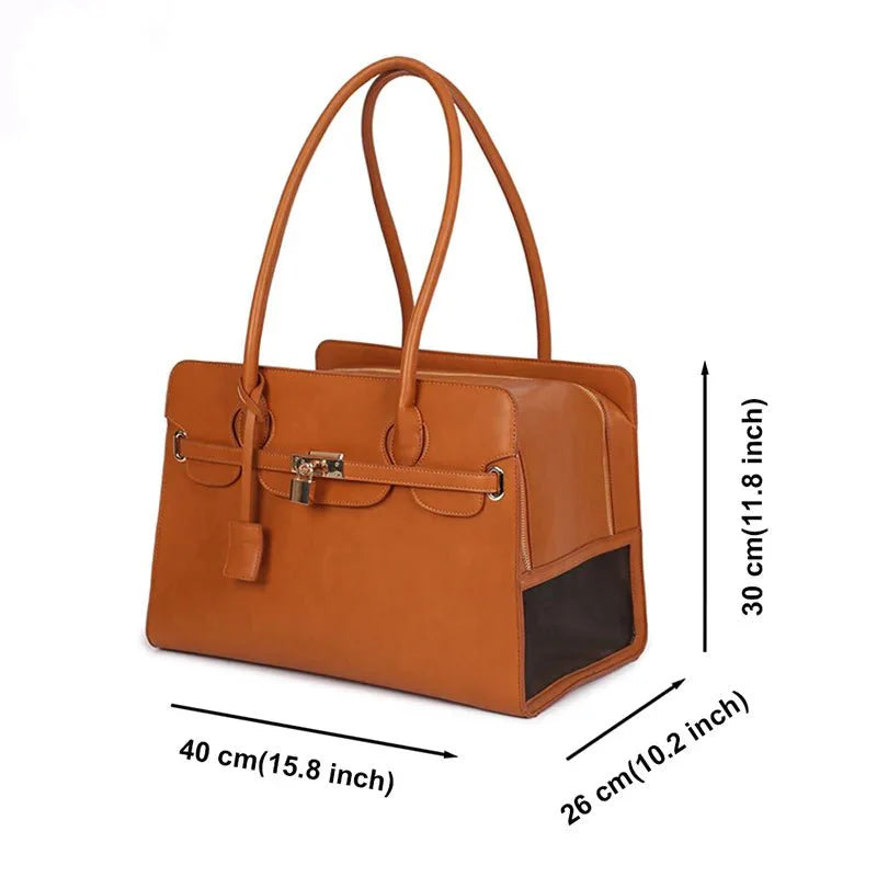 Dailypets Designer Cat Carrier, Spacious PU Leather Pet Travel Bag