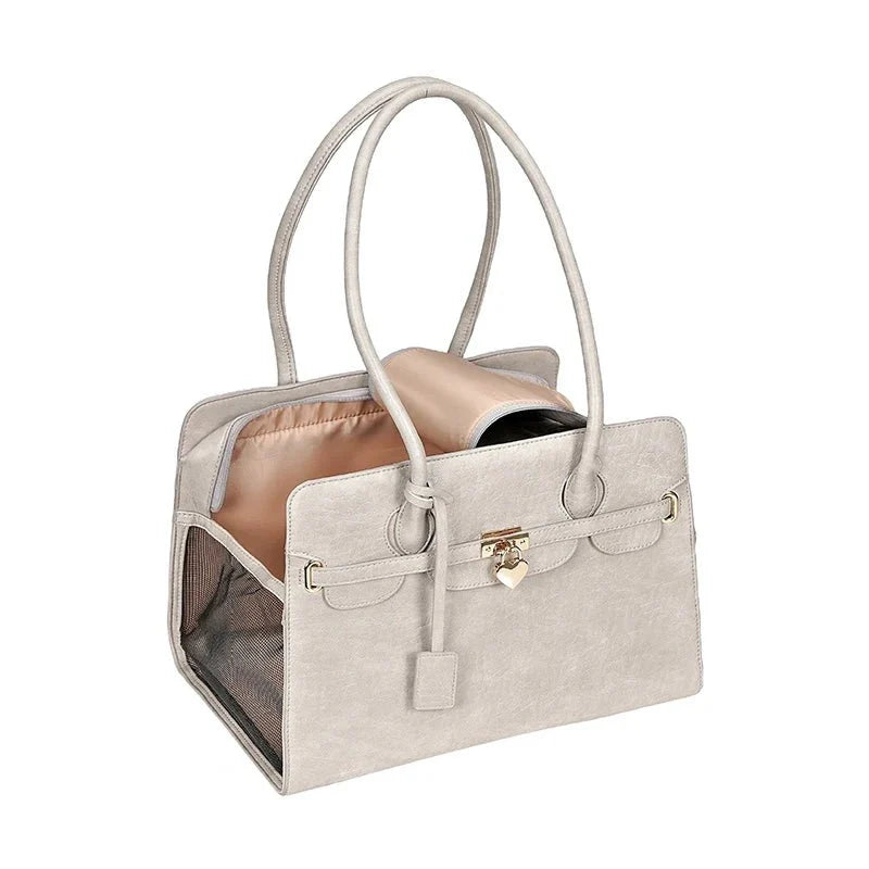 Dailypets Designer Cat Carrier, Spacious PU Leather Pet Travel Bag
