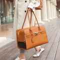 Dailypets Designer Cat Carrier, Spacious PU Leather Pet Travel Bag
