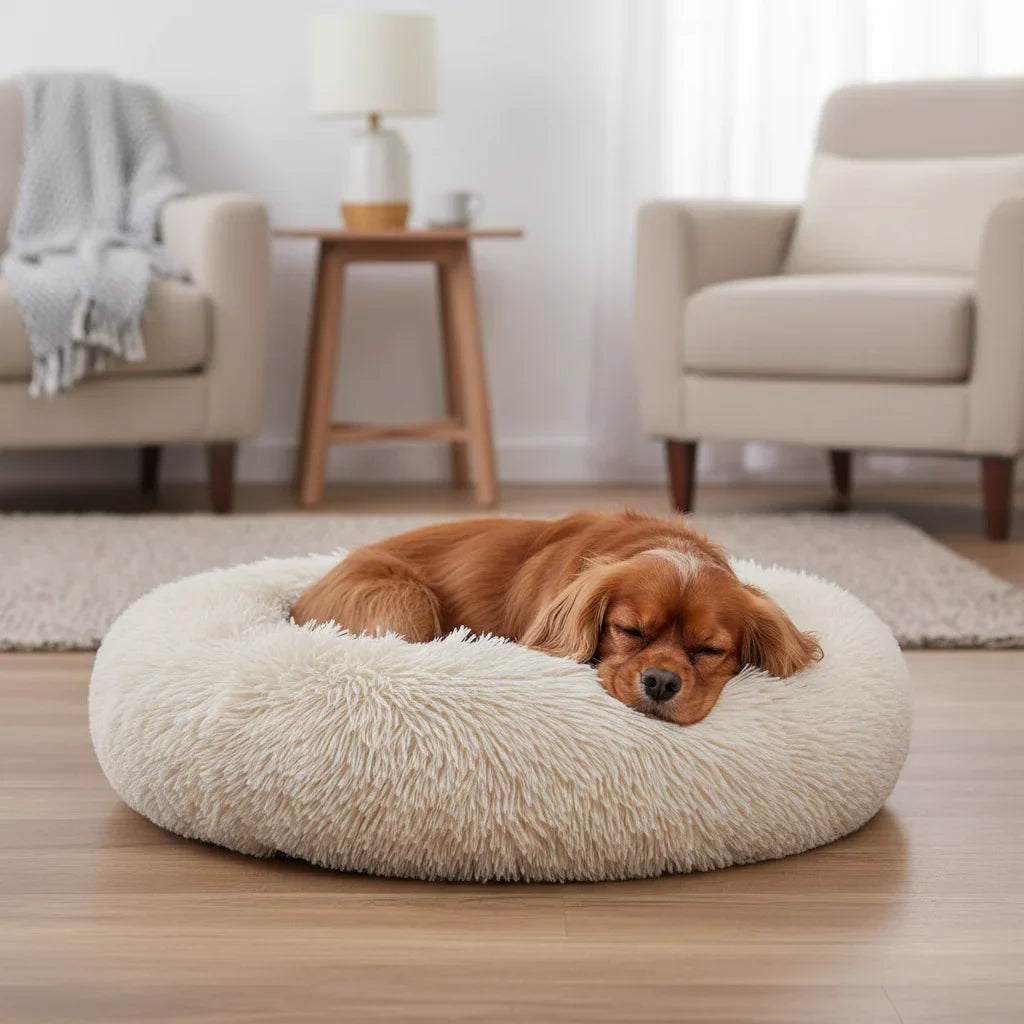 Dailypets Calming Plush Pet Bed with Raised Supportive Rim for Restful Everyday Sleep
