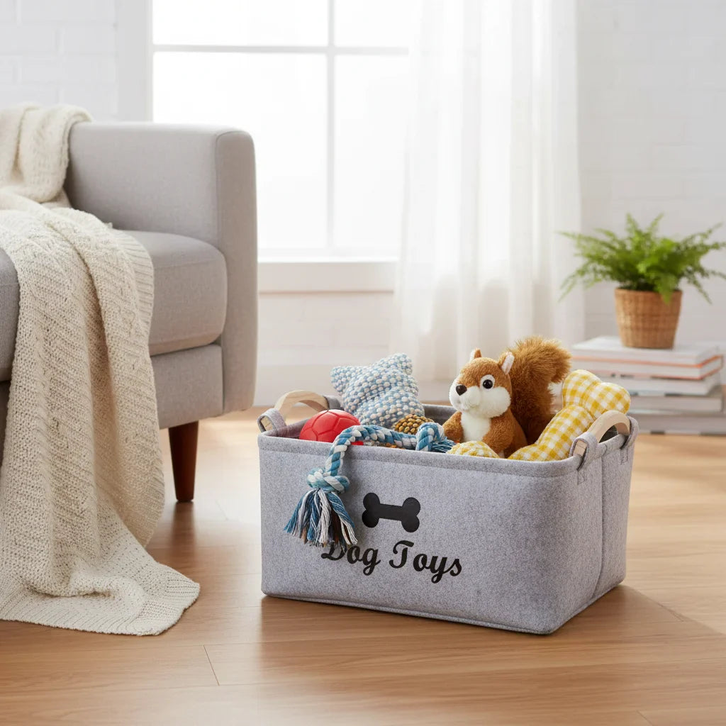 Dailypets Felt Storage Bin for Dog Toys, Treats & Grooming Supplies