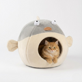 Dailypets Ocean-Inspired Cat Cave – Soft Fish-Shaped Hideout