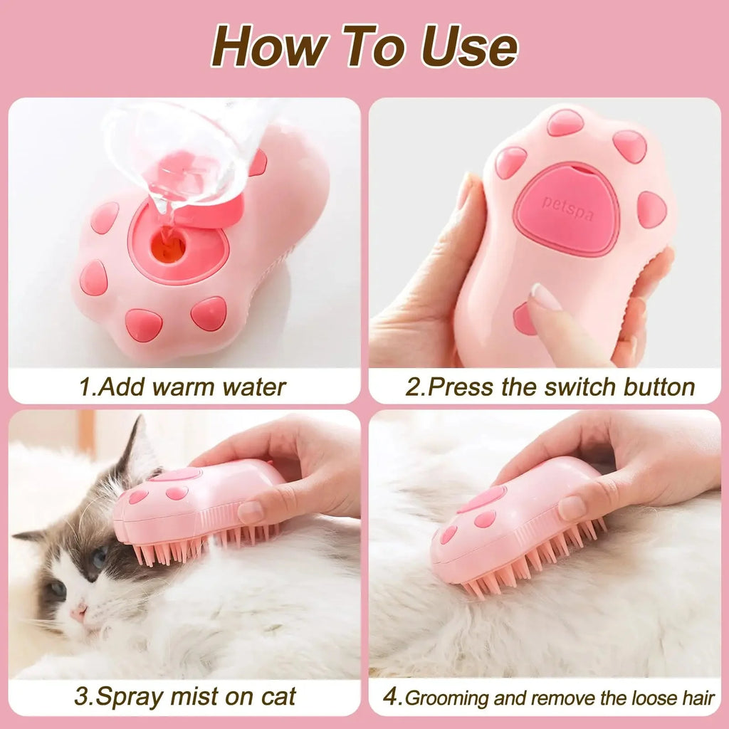 Dailypets Rechargeable 3-in-1 Pet Grooming Brush for Dogs and Cats with Steam Care