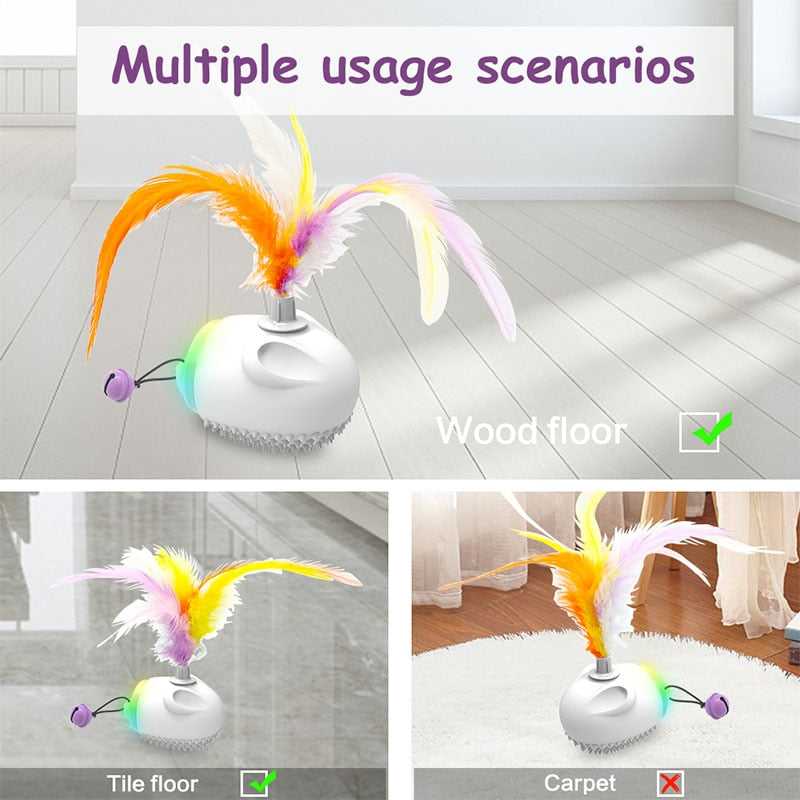 Dailypets Rainbow Feather Interactive Toy – Motion Sensor Cat Toy with LED
