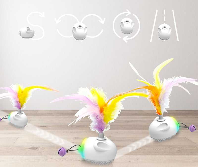 Dailypets Rainbow Feather Interactive Toy – Motion Sensor Cat Toy with LED