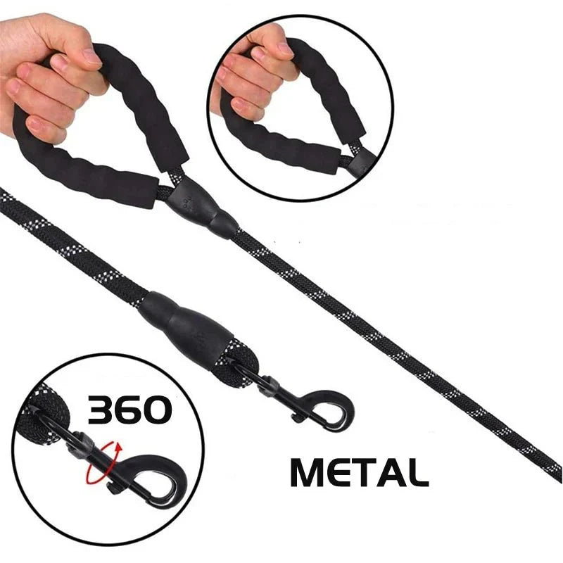 Dailypets Braided Reflective Dog Leash with Padded Handle for Everyday Walks