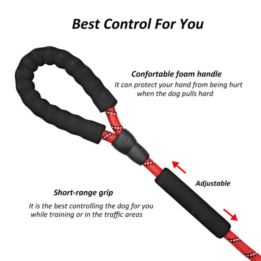 Dailypets Reflective Slip Dog Leash with Padded Handle and Adjustable Collar Loop 180 cm