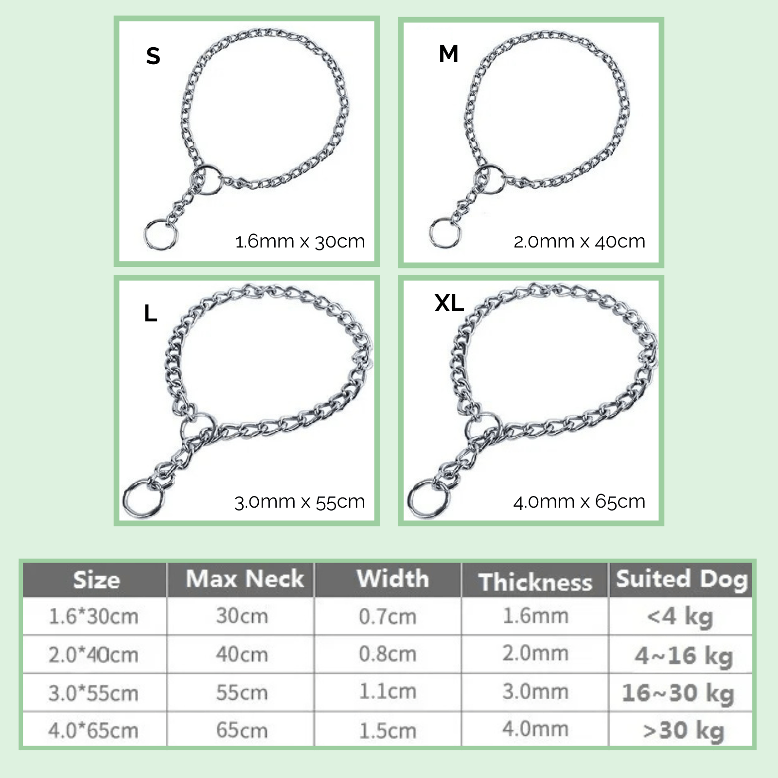 Dailypets Stainless Steel Slip Dog Collar for Training and Everyday Control