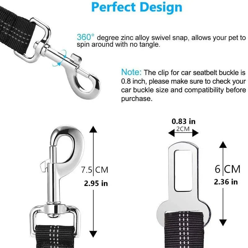 Dailypets Adjustable Dog Car Seat Belt with Reflective Nylon & Elastic Safety Design