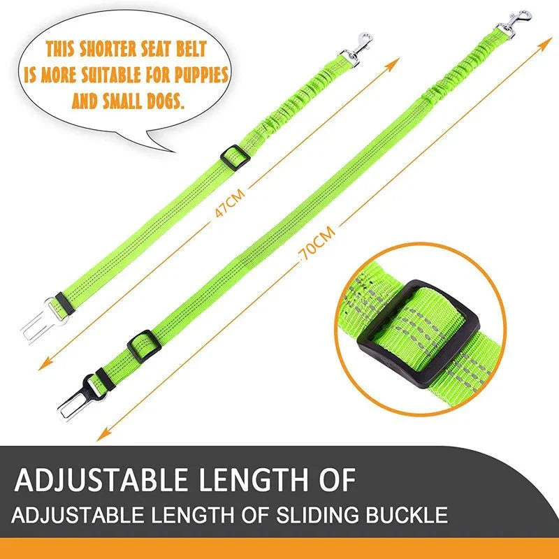 Dailypets Adjustable Dog Car Seat Belt with Reflective Nylon & Elastic Safety Design