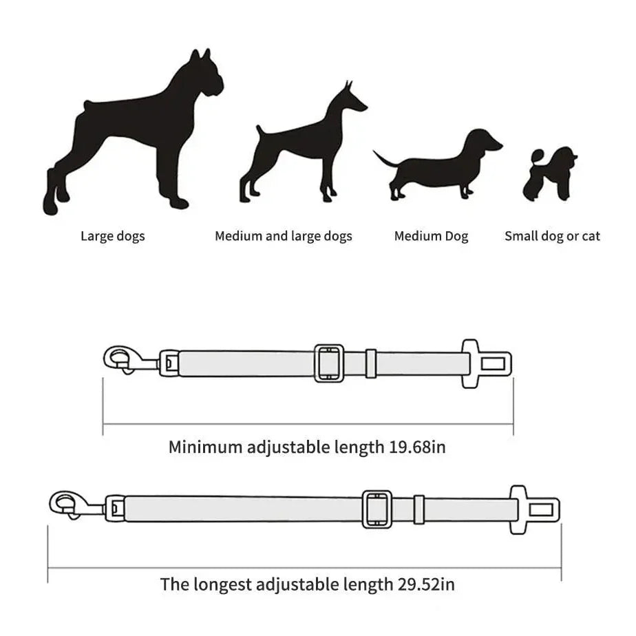Dailypets Adjustable Car Safety Belt for Dogs and Cats with Durable Zinc Alloy Clip