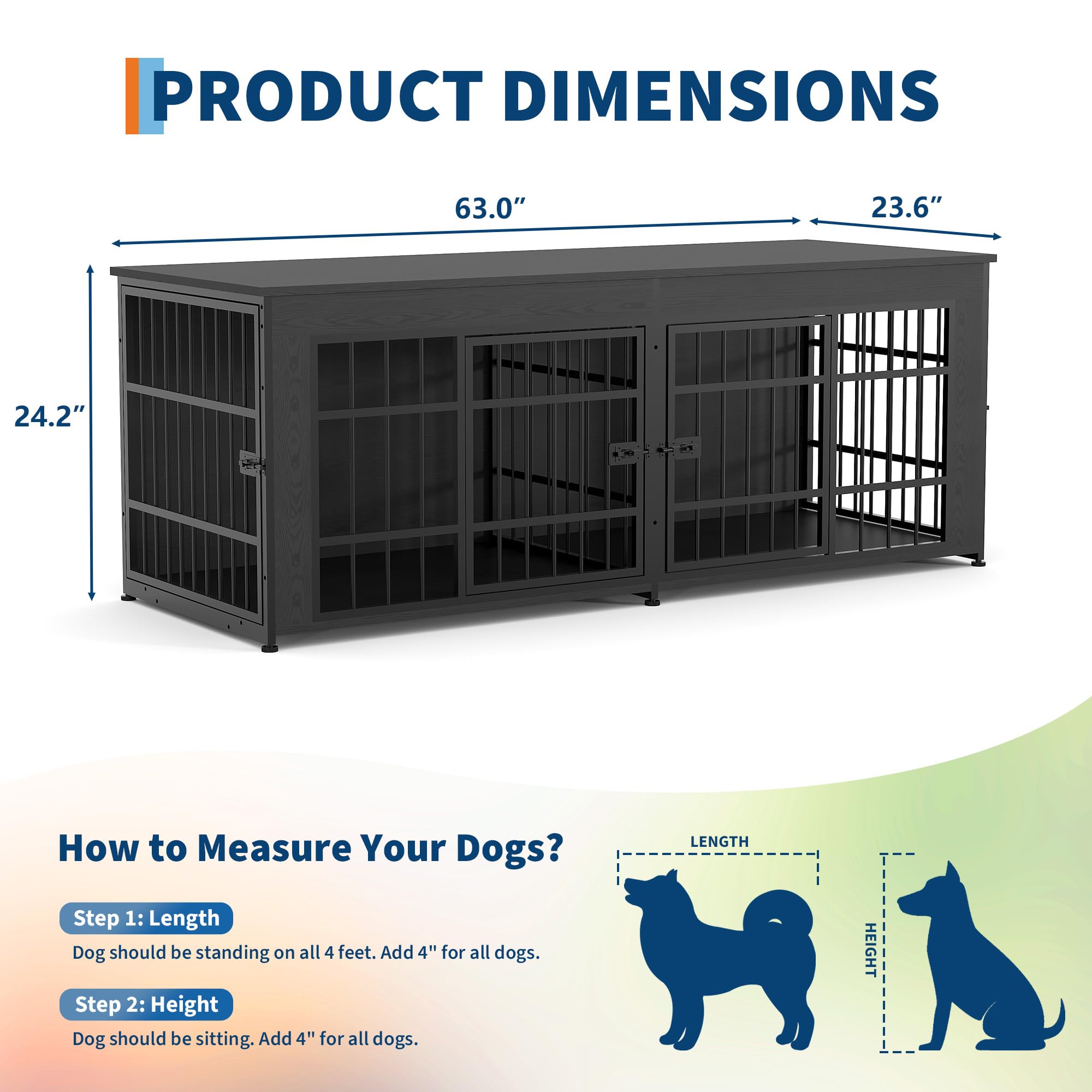 Dailypets 3-in-1 Double Dog Crate TV Stand for Medium and Large Dogs