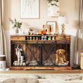 Dailypets Heavy Duty Double Dog Crate Furniture with Drawers & Sliding Barn Doors