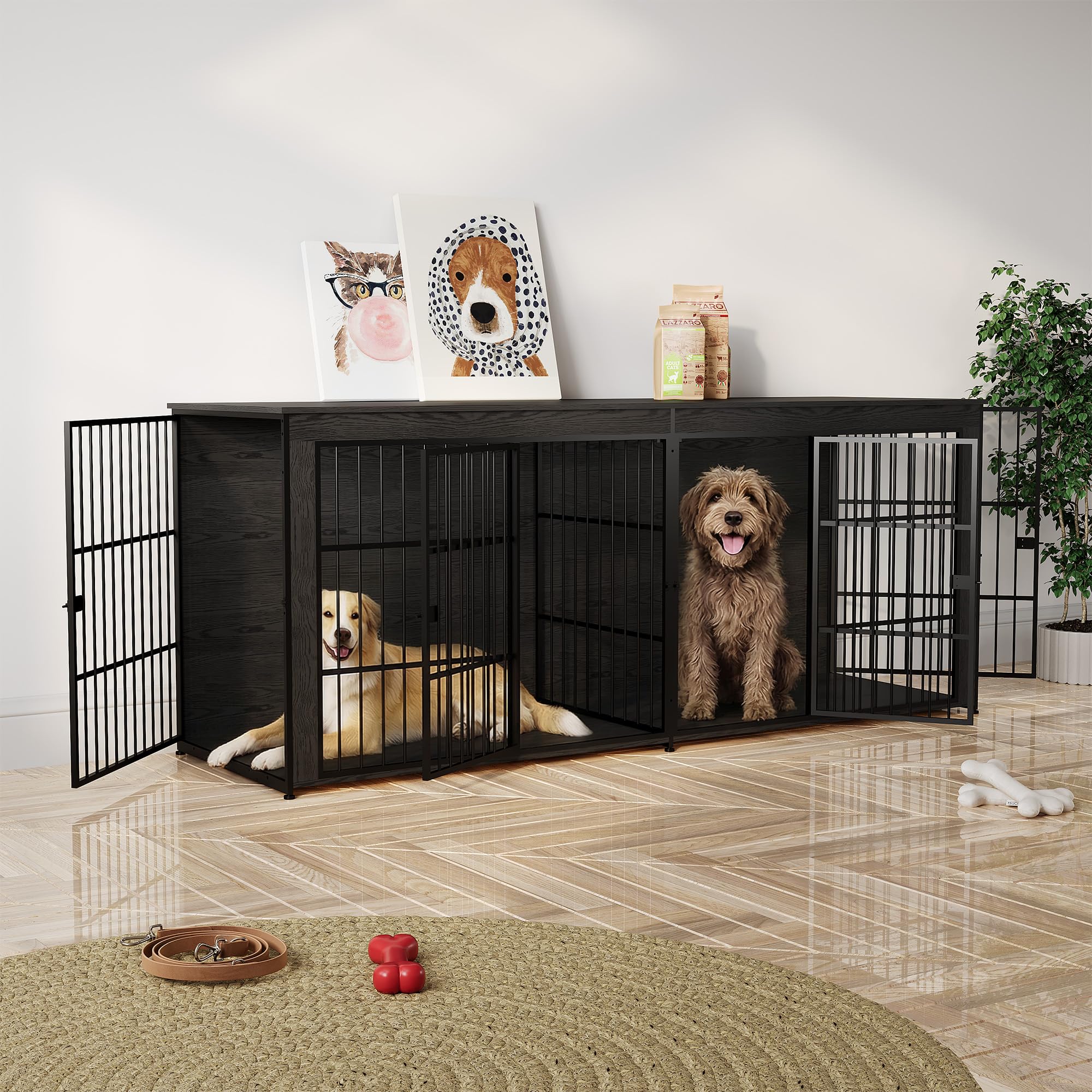 Dailypets 94.5-Inch Extra Large Dog Crate Furniture with Storage Shelf