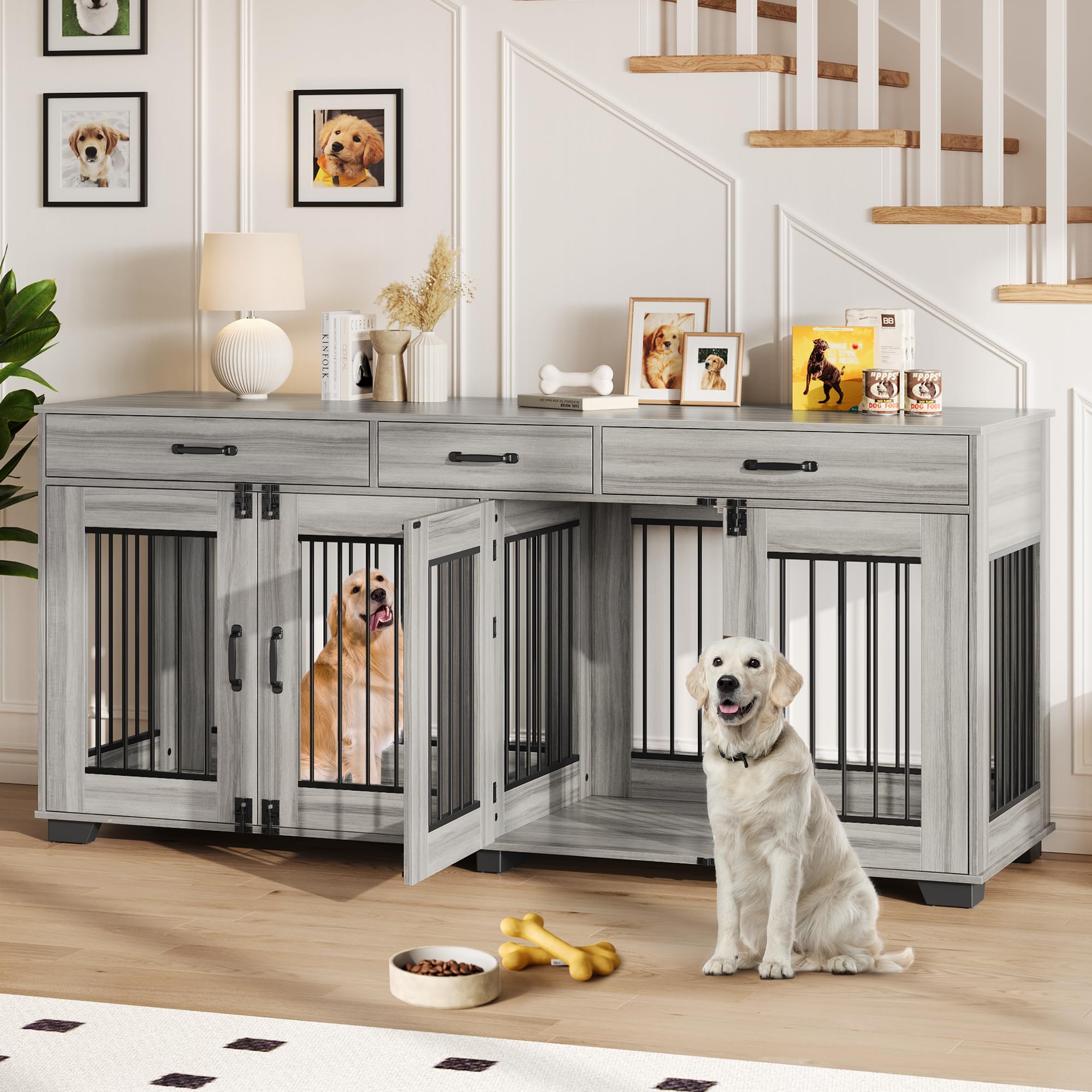 Dailypets Double Indoor Dog Residence with Storage Console