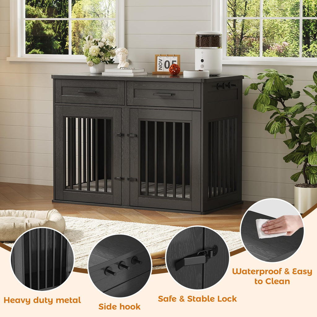 Dailypets 44.5-Inch Dog Crate Furniture with Sliding Barn Door