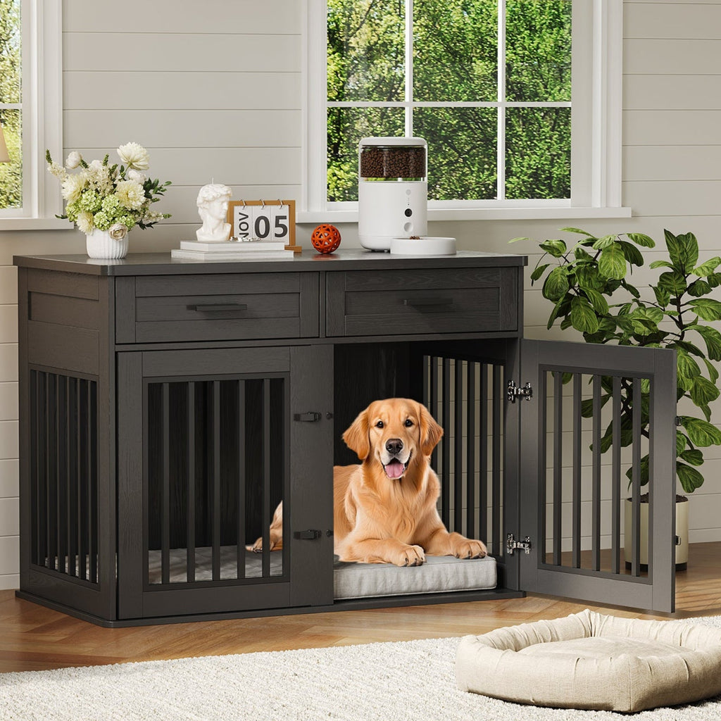 Dailypets 44.5-Inch Dog Crate Furniture with Sliding Barn Door