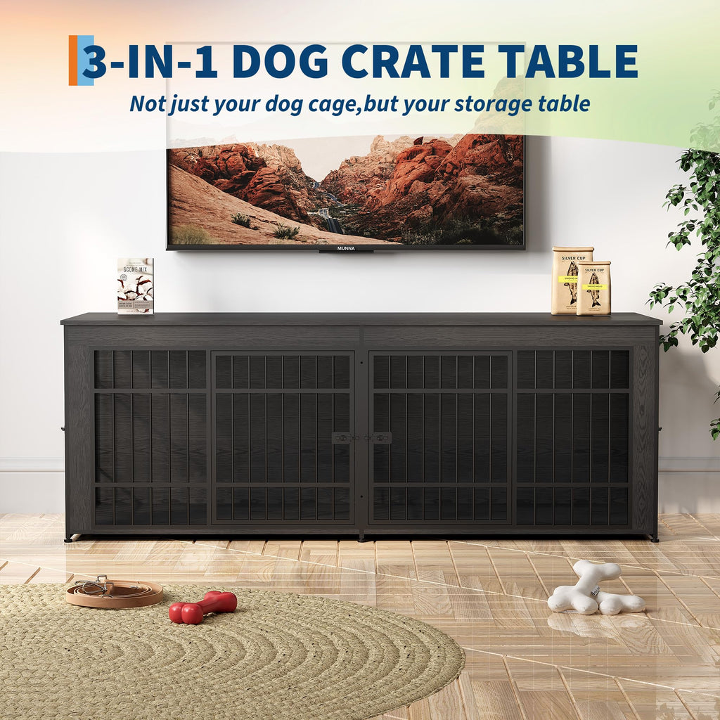 Dailypets 78.7-Inch Heavy Duty Dog Crate Furniture with Storage Shelf