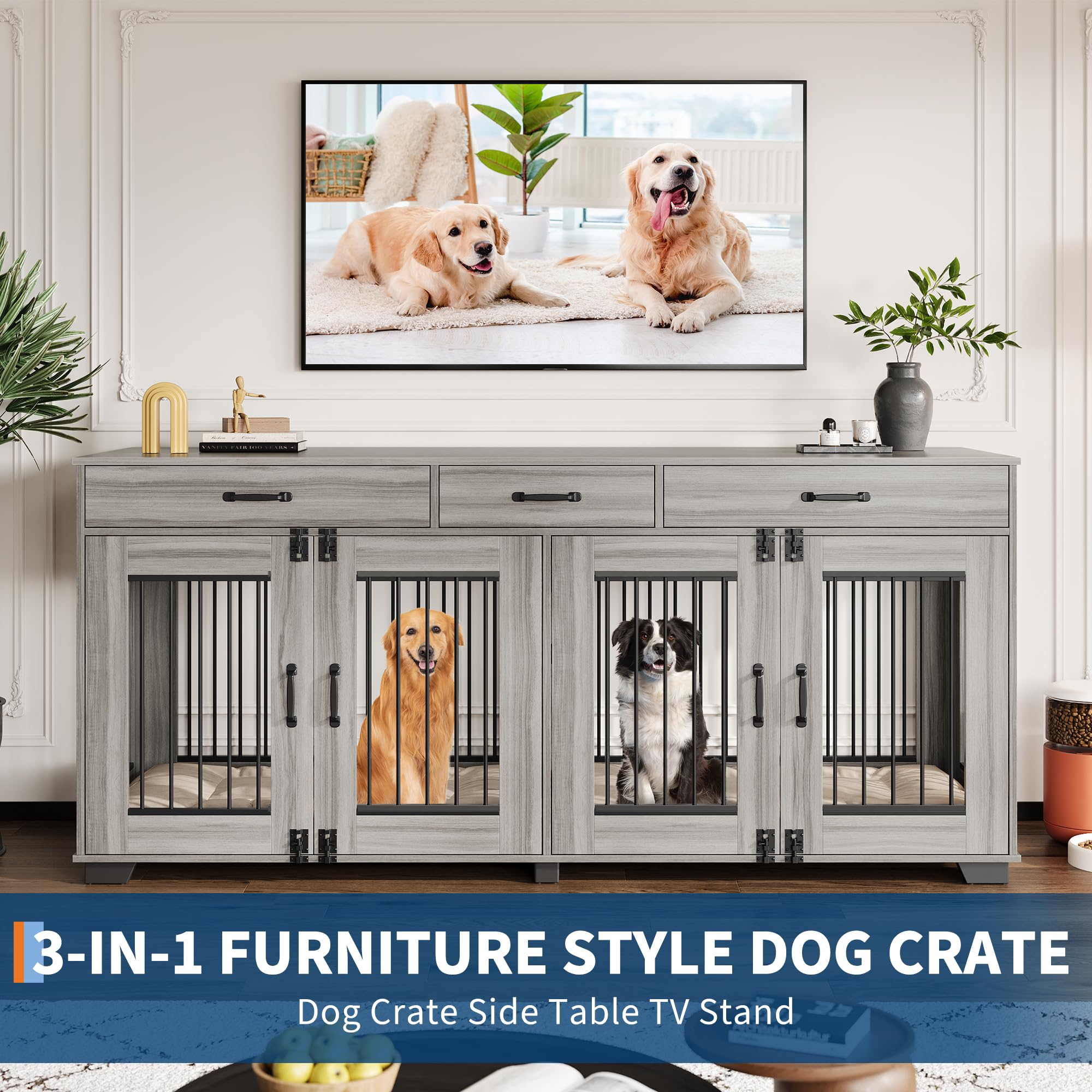 Dailypets Double Indoor Dog Residence with Storage Console