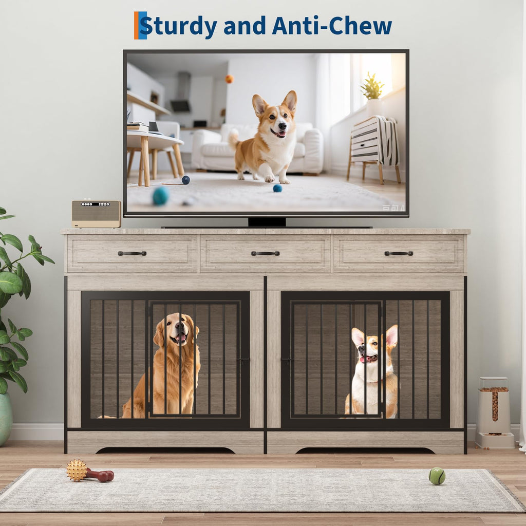 Dailypets Extra Large Dog Kennel Cabinet for 2 Dogs with Storage