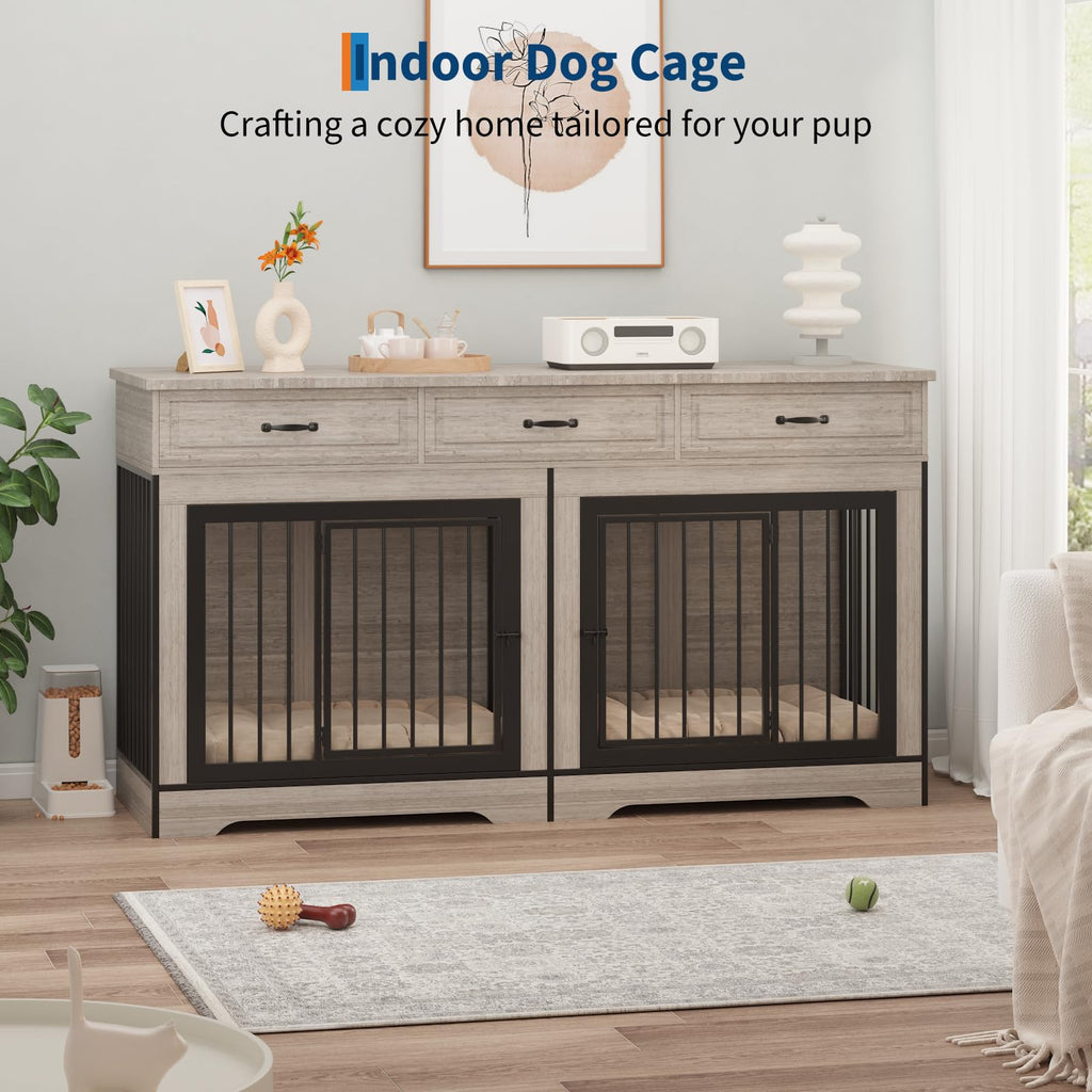 Dailypets Extra Large Dog Kennel Cabinet for 2 Dogs with Storage