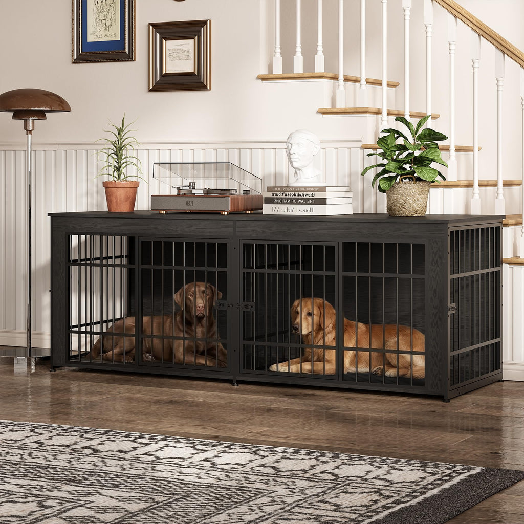 Dailypets 78.7-Inch Heavy Duty Dog Crate Furniture with Storage Shelf