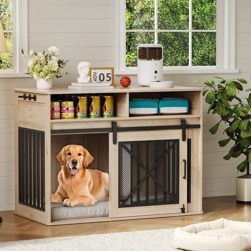 Dailypets 44.5-Inch Dog Crate Furniture with Hidden Storage Drawers
