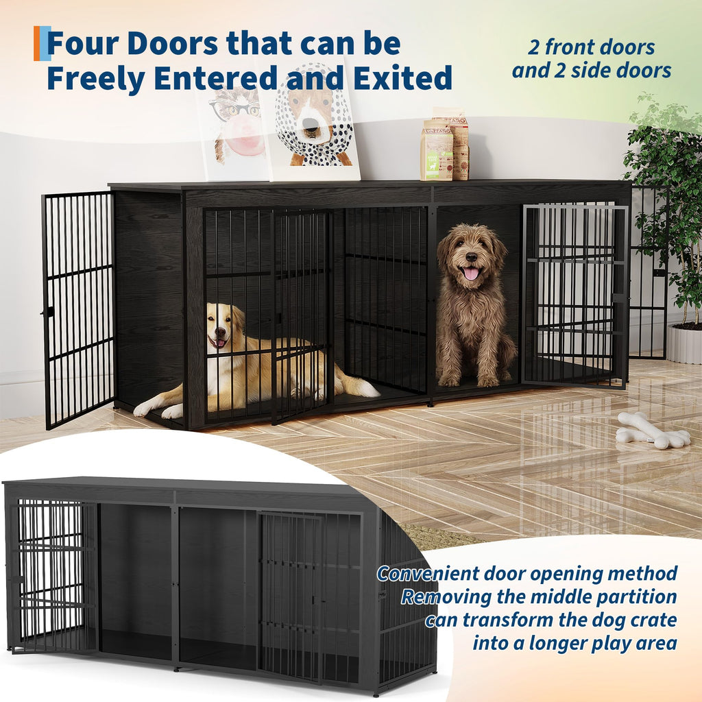 Dailypets 94.5-Inch Extra Large Dog Crate Furniture with Storage Shelf