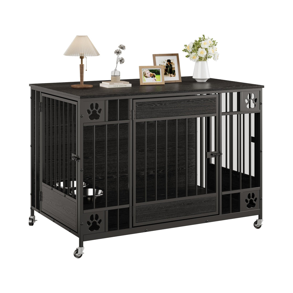 Dailypets 41-Inch Furniture Style Dog Crate with Triple Door Access