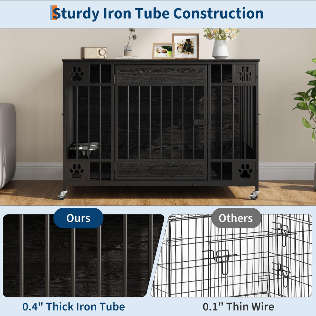 Dailypets 41-Inch Furniture Style Dog Crate with Triple Door Access