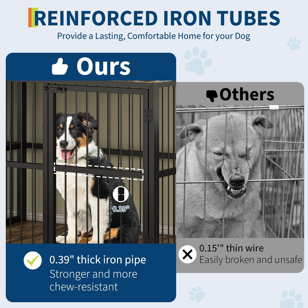 Dailypets 87-Inch Extra Large Double Dog Crate Furniture with Removable Divider