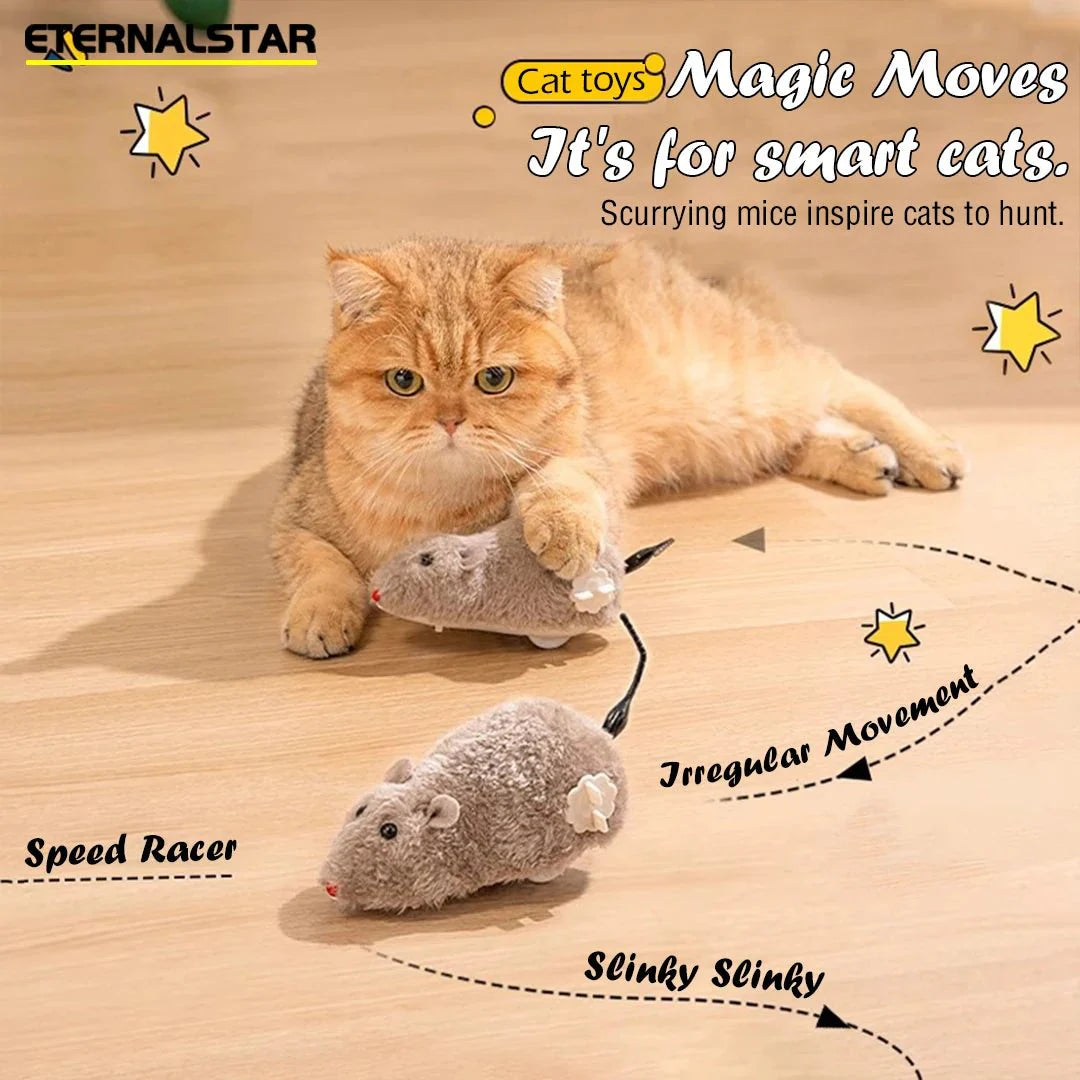 Dailypets Interactive Wind-Up Mouse Toy for Cats with Battery-Free Rolling Motion