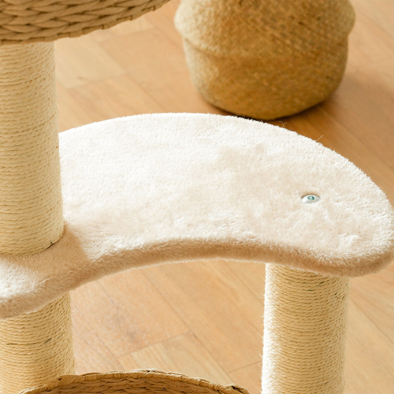 Dailypets Cat Tree 3 Tier Rattan Nest Tower with Sisal Scratching Posts