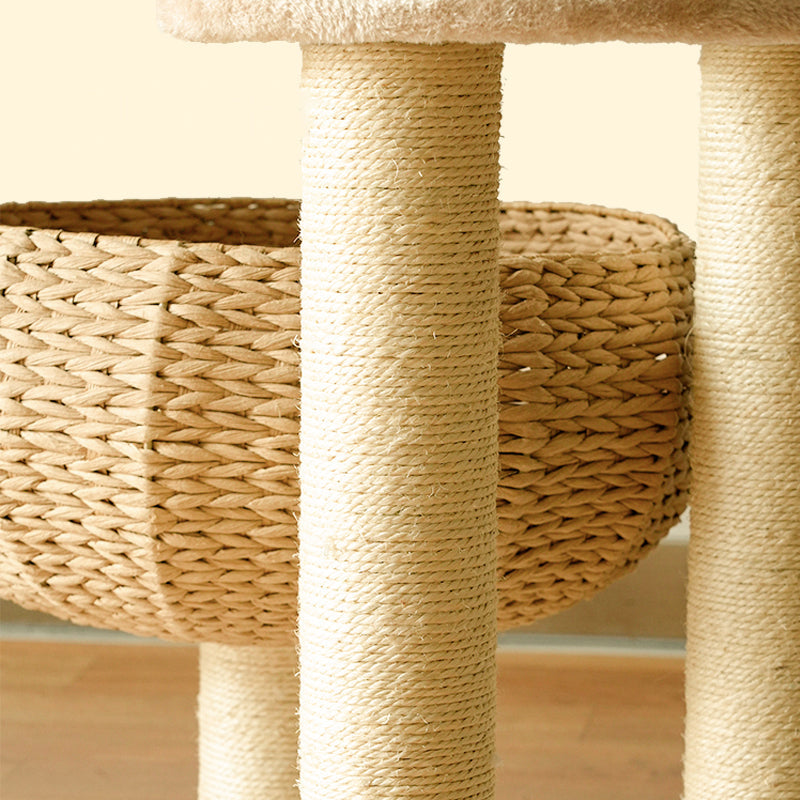 Dailypets Cat Tree 3 Tier Rattan Nest Tower with Sisal Scratching Posts