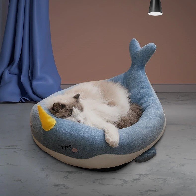 Dailypets Ocean Whale Cat Bed – Plush Lounge for Indoor Cats
