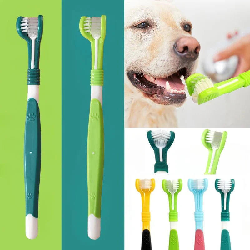 Dailypets Triple-Sided Pet Toothbrush for Easy Daily Dental Care of Dogs and Cats