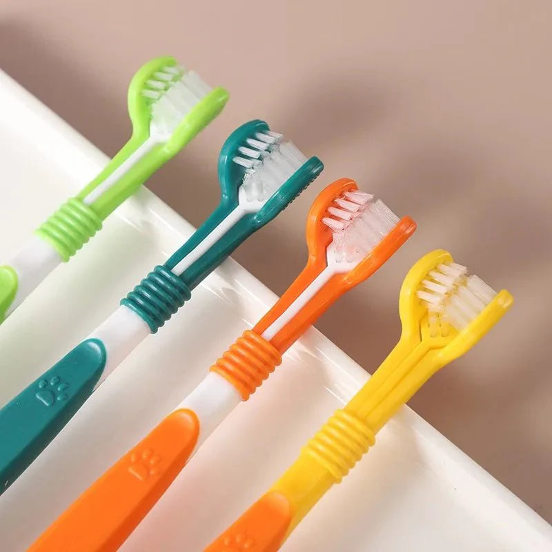 Dailypets Triple-Sided Pet Toothbrush for Easy Daily Dental Care of Dogs and Cats