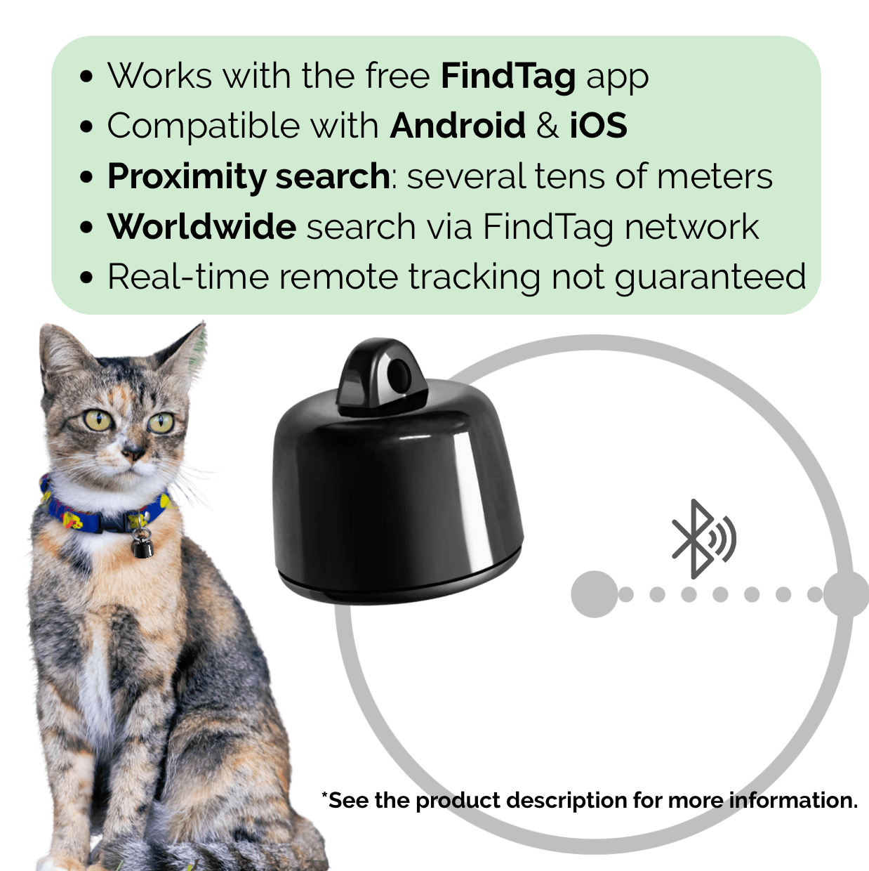 Dailypets Bluetooth Pet Tracker for Android and iPhone with Community Location Network