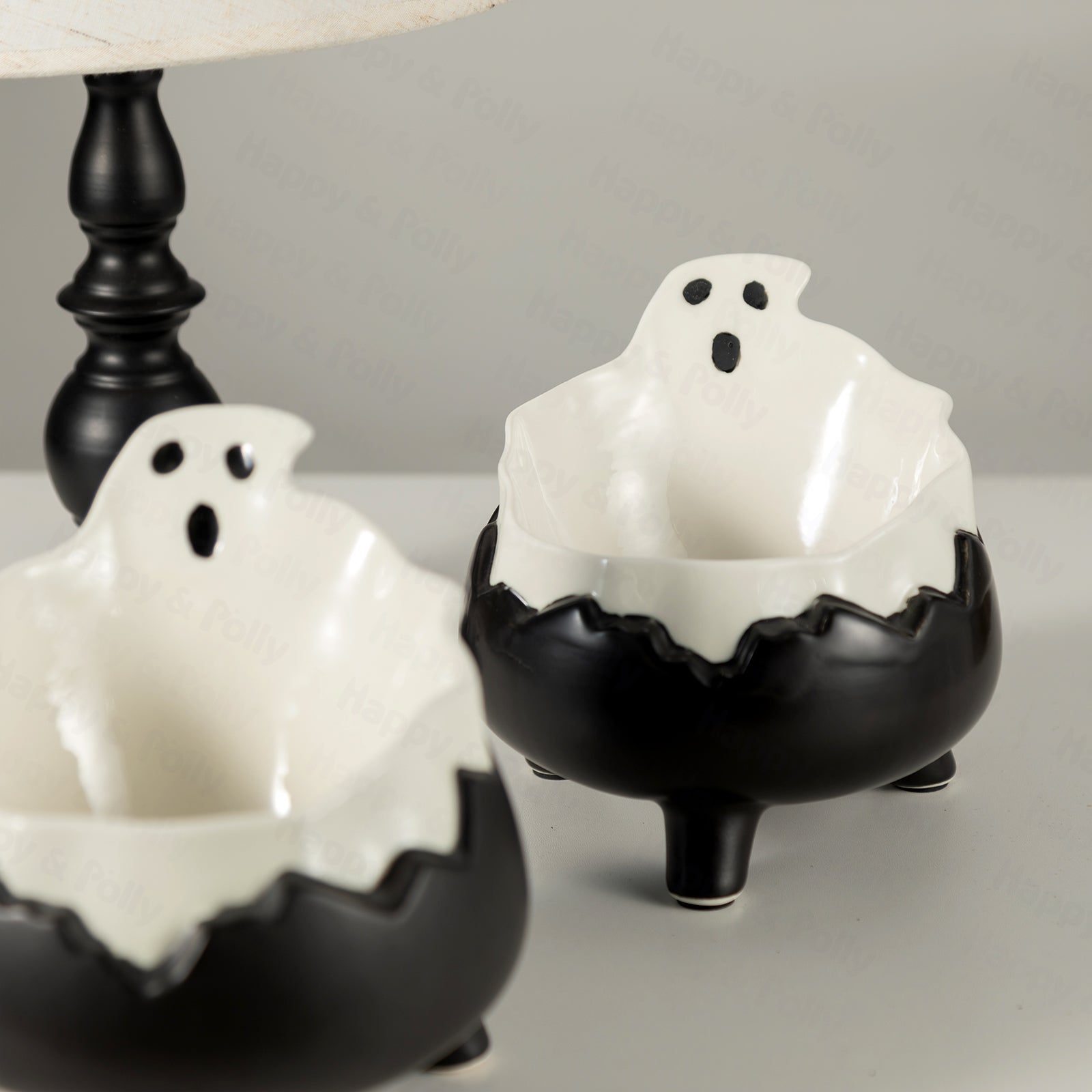 Dailypets Ceramic Cat Bowl Gothic Ghost Pet Food Bowl