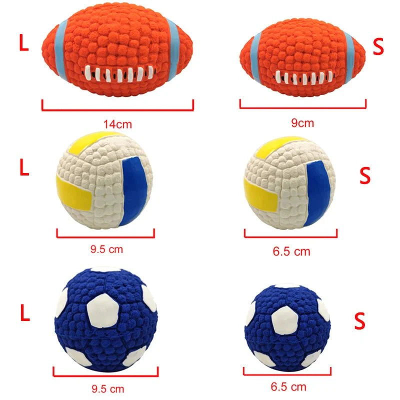 Dailypets Squeaky Latex Sports Ball Dog Toy for Fetch & Chewing