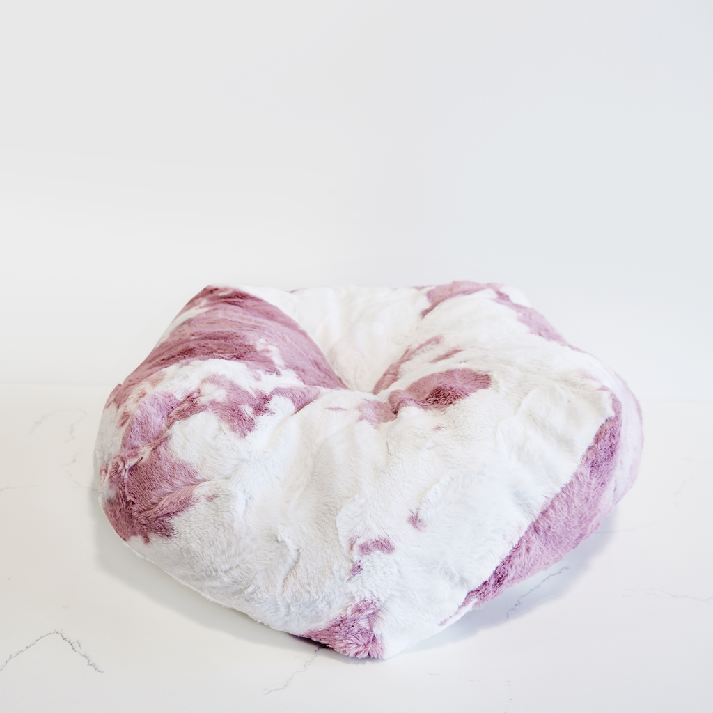 Dailypets Pink Cow Luxe Pouf Cat Bed Machine Washable Design