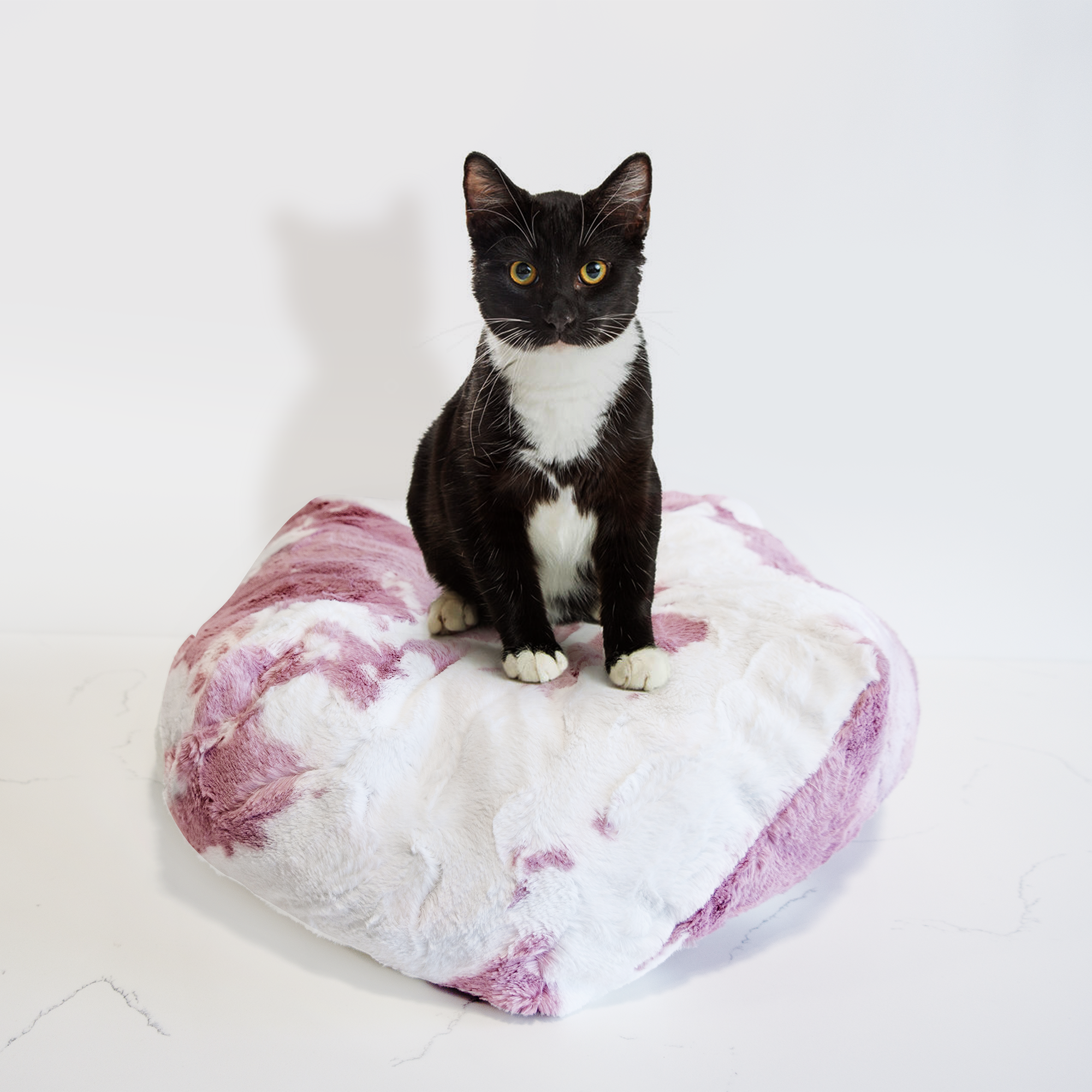 Dailypets Pink Cow Luxe Pouf Cat Bed Machine Washable Design