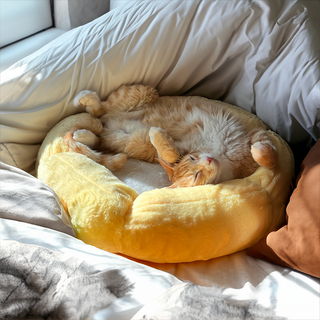 Dailypets Round Sun Cat Bed Soft Plush Nest for Cats & Small Pets